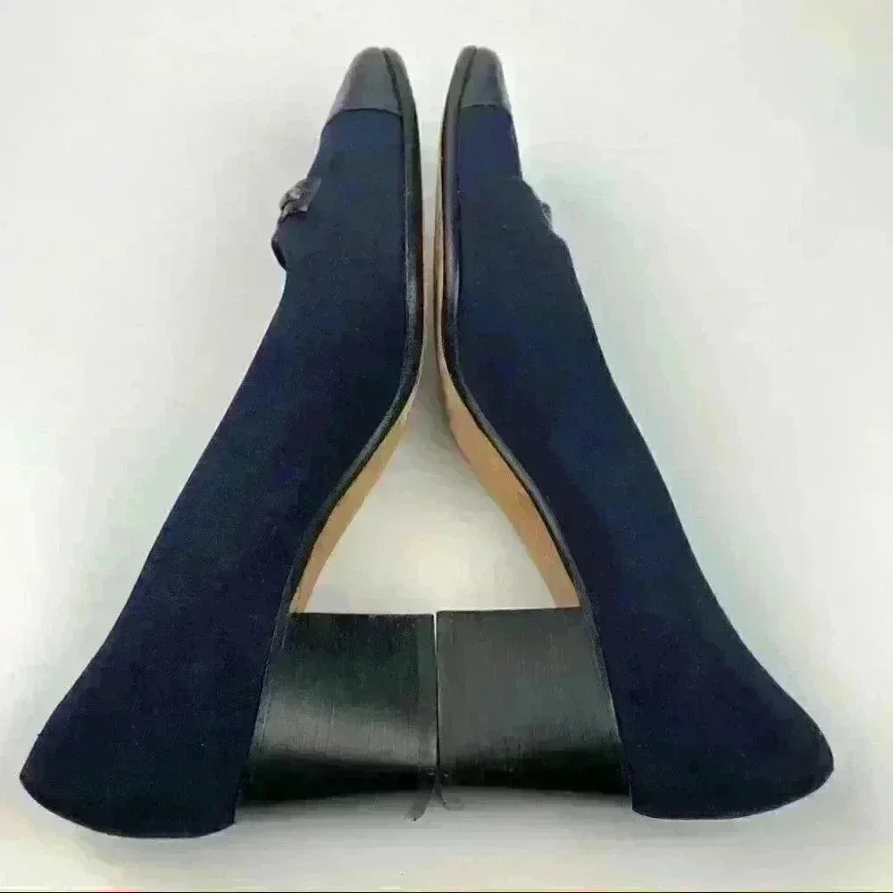 Franca Carraro Monique heels size 39.5 navy blue Italian leather vintage 90s
